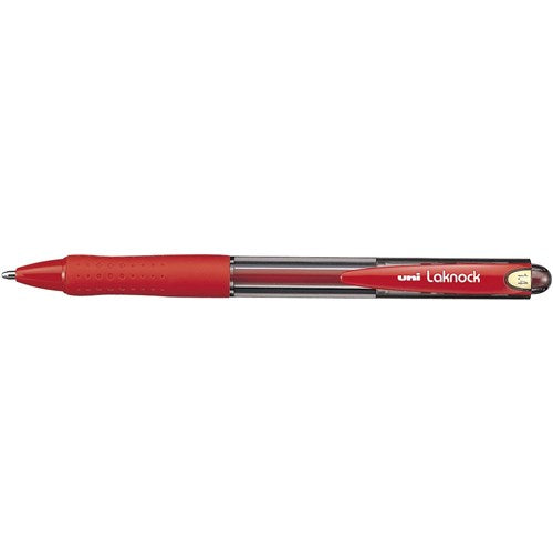 Uni SN100 Laknock Ballpoint Pen Retractable Broad 1.4mm Red BOX12