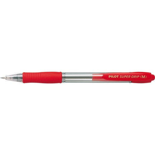 Pilot BPGP-10R Supergrip Pen Retractable Medium 1mm Red BOX12