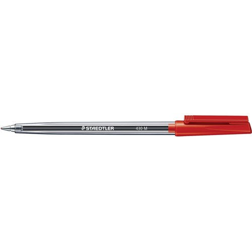 Staedtler 430 Stick Ballpoint Pen Medium 1mm Red BOX10