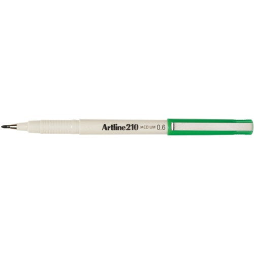 Artline 210 Fineliner Pen Medium 0.6mm Green BOX12