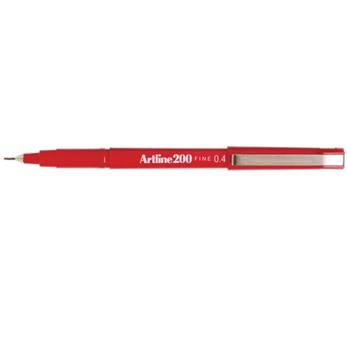 Artline 200 Fineliner Pen Fine 0.4mm Red BOX12