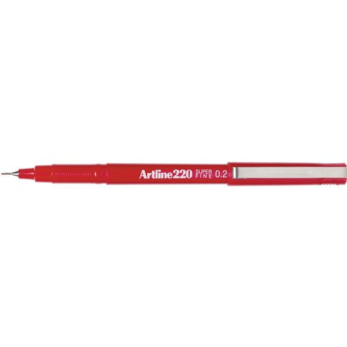 Artline 220 Fineliner Pen Super Fine 0.2mm Red