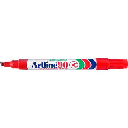 Artline 90 Permanent Marker Chisel 2-5mm Red BOX12