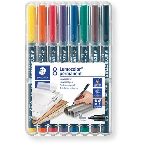 Staedtler 317 Lumocolor Marker Perm Med 1mm Wallet of 8