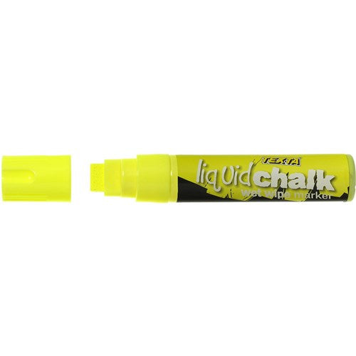 Texta Jumbo Liquid Chalk Marker Wet Wipe Chisel 15mm Yellow