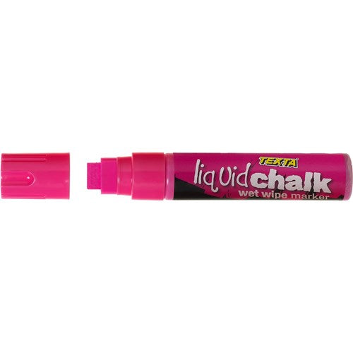 Texta Jumbo Liquid Chalk Marker Wet Wipe Chisel 15mm Pink