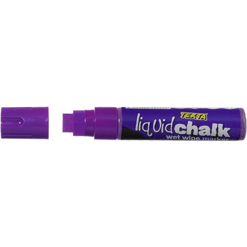 Texta Jumbo Liquid Chalk Marker Wet Wipe Chisel 15mm Purple