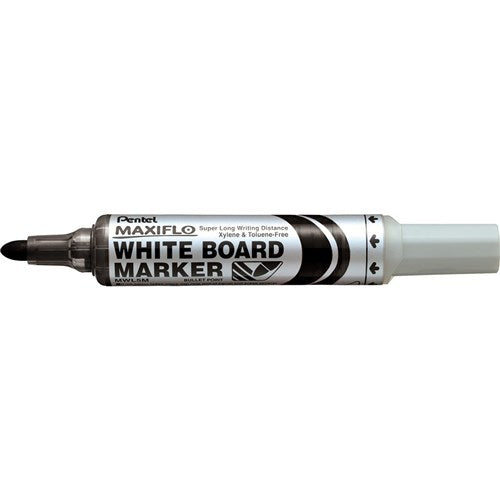 Pentel MWL5 Maxiflo Whiteboard Marker Bullet 2.1mm Pump It Black PACK12