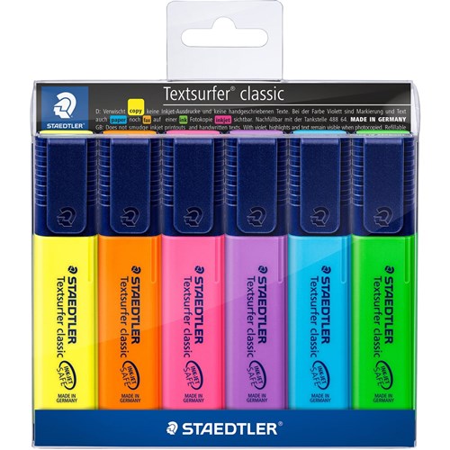 Staedtler Classic Highlighters Chisel 1-5mm Textsurfer Assorted Wallet of 6 | Better Office