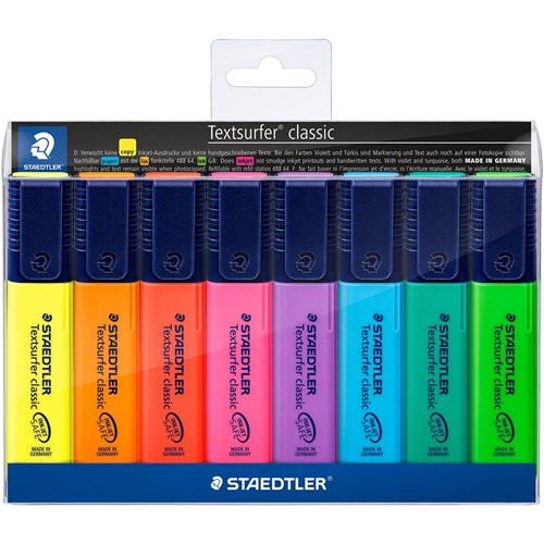 Staedtler Classic Highlighters Chisel 1-5mm Textsurfer Assorted Wallet of 8 | Better Office