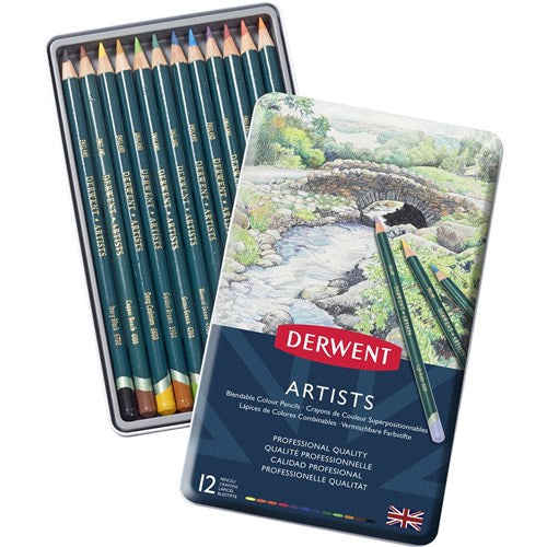 Derwent Artists Pencils Assorted Tin Pack Of 12 | Better Office