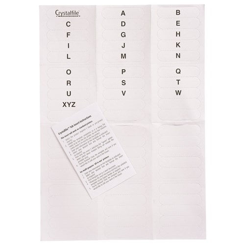 Crystalfile Indicator Tabs Inserts A-Z White Pack Of 60