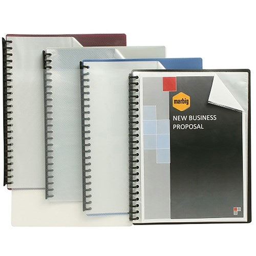 Marbig Display Book A4 Clear Front Refillable 20 Pocket Black