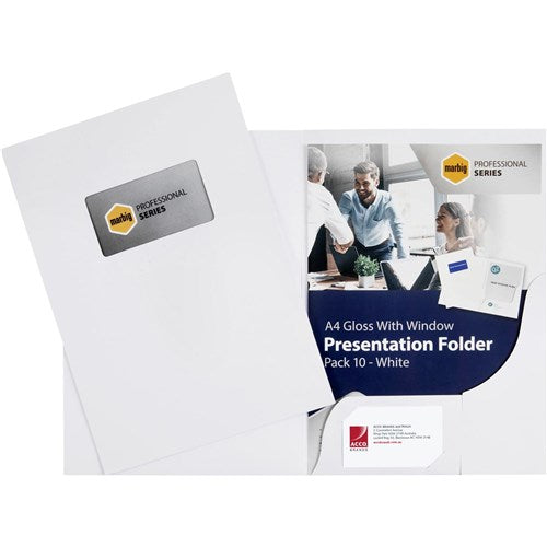 Marbig Professional Series Presentation Folders A4 Window Gloss Pack Of 10 | Better Office