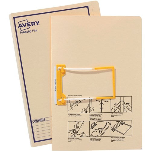 Avery Tubeclip File Foolscap Buff With Blue Print BOX20