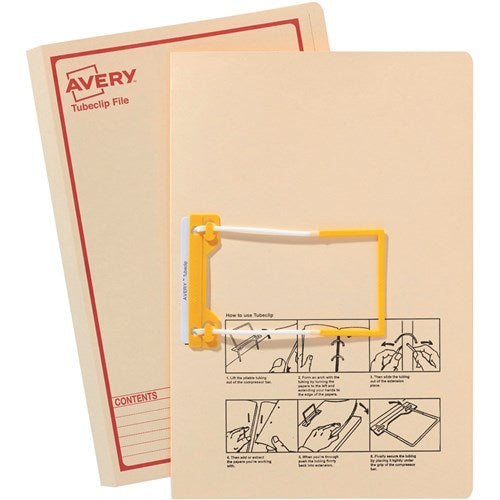 Avery Tubeclip File Foolscap Buff With Red Print BOX20