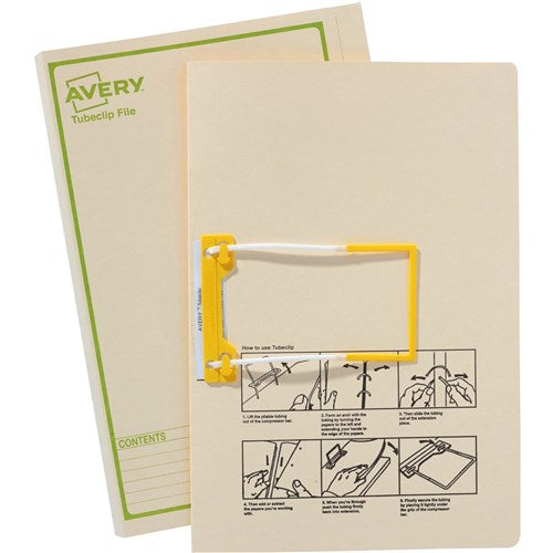 Avery Tubeclip File Foolscap Buff With Green Print BOX20