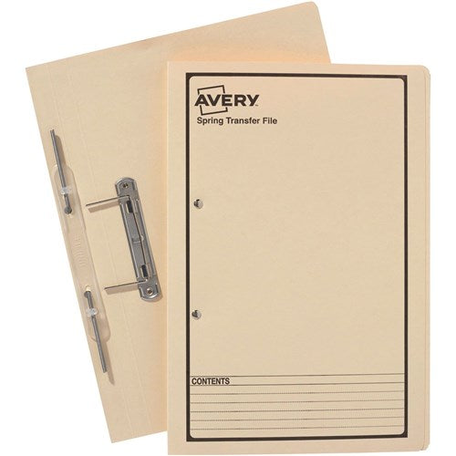 Avery Spring Transfer File Foolscap Buff With Black Print BOX25