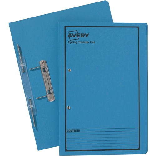 Avery Spring Transfer File Foolscap Blue With Black Print BOX25