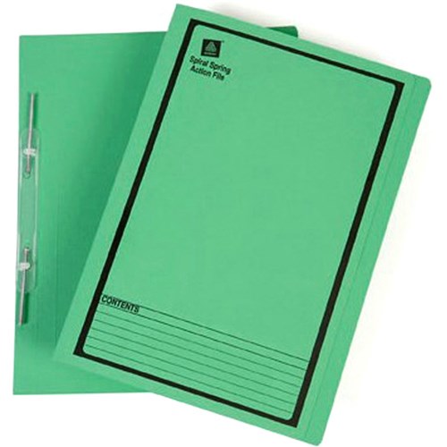 Avery Spiral Action File Foolscap Green With Black Print BOX25