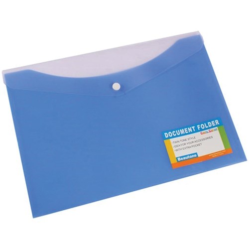 Bantex Document Folder A4 With Button Closure Tropical Blue Berry