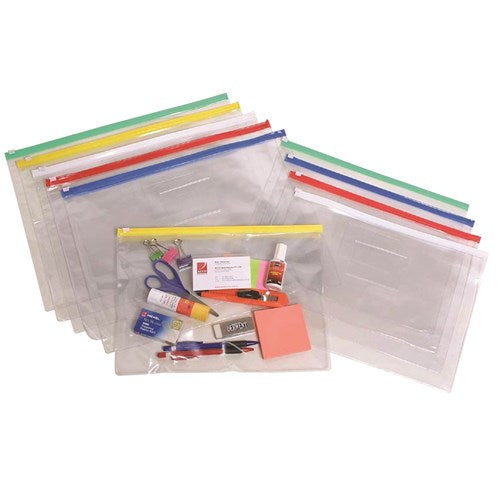 Marbig Clear Case A5 235 x 185mm With Coloured Zip Assorted