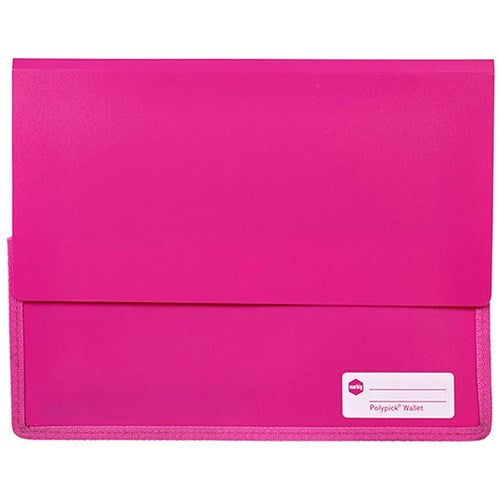 Marbig Polypick Document Wallet A4 Heavy Duty 45mm Gusset Pink