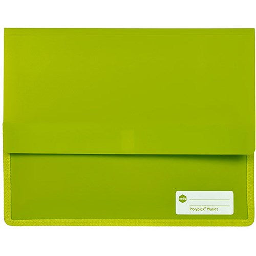 Marbig Polypick Document Wallet A4 Heavy Duty 45mm Gusset Lime