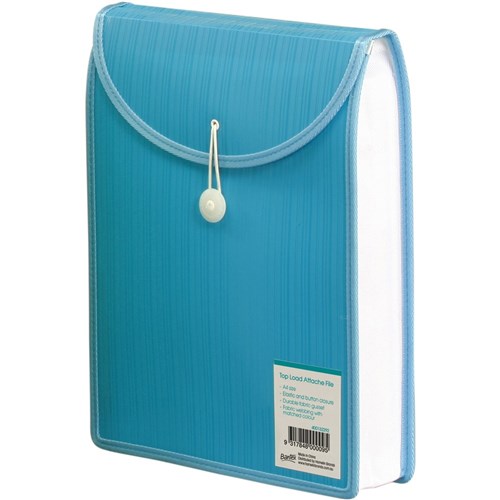 Bantex Attache File Top Load A4 Polypropylene With Button Closure Blue