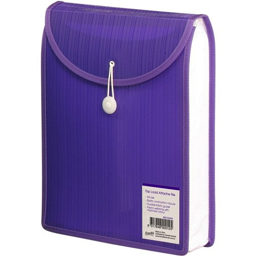 Bantex Attache File Top Load A4 Polypropylene With Button Closure Violet