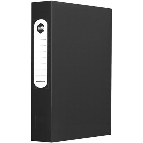 Marbig Polypropylene Box File With Button A4 With 60mm Depth Black | Better Office