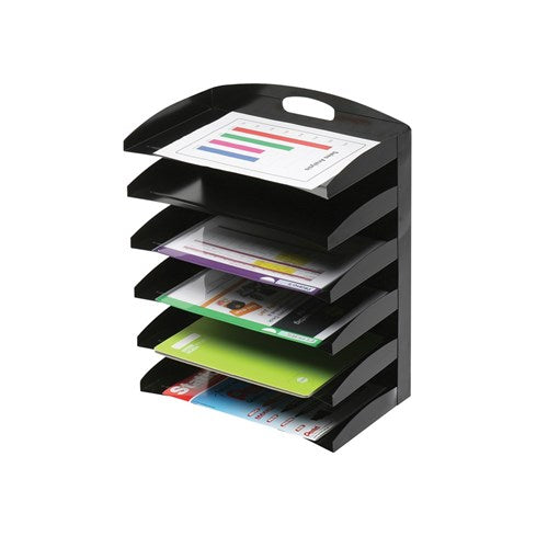 Marbig Desktop Organiser 6 Tier Metal 385L x 230D x 500mmH Black