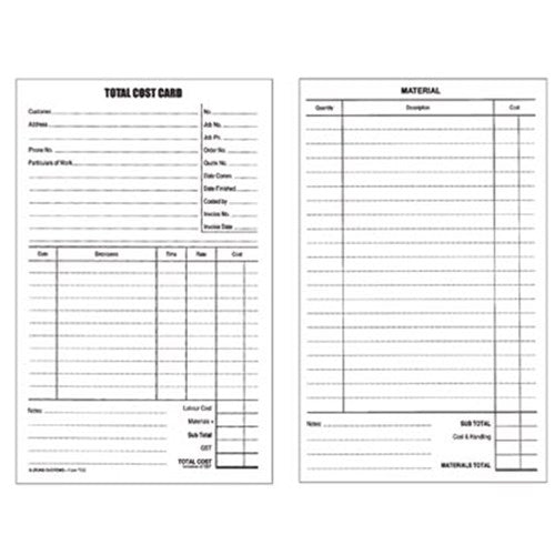 Zions Total Cost Cards System 125x205mm Pack of 100