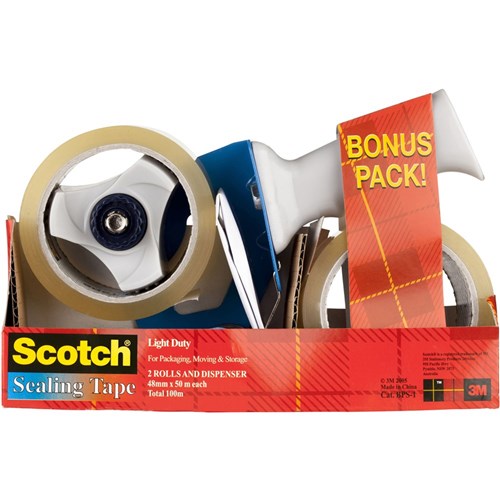 Scotch BPS-1 Tape & Dispenser 48mmx50m Packaging Combo 2 Tapes & 1 Dispenser | Better Office