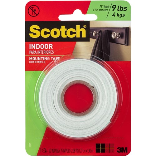 Scotch 110P Mounting Tape 1.3cmx1.9m Indoor Strip | Better Office