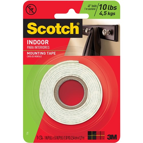 Scotch 114 Mounting Tape 2.5cmx1.3m Indoor Strip | Better Office