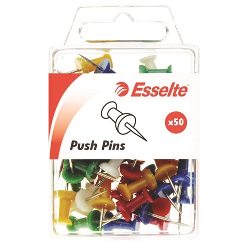 Esselte Push Pins Assorted Colours Pack Of 50 | Better Office