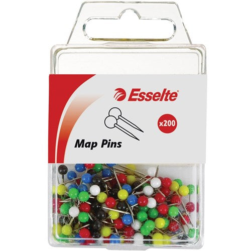 Esselte Map Pins Assorted Colours Pack Of 200 | Better Office