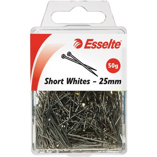 Esselte Short Whites Dress Maker Pins 25mm 50 Grams | Better Office