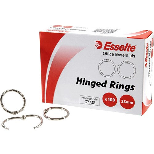 Esselte Hinged Rings No.6 25mm Silver BOX100