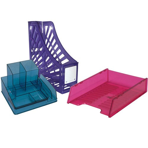 Italplast Desk Organiser Translucent Tinted Blue