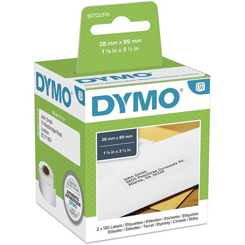 Dymo 30251 Labelwriter Labels 28x89mm Address-Paper White Box of 260 | Better Office