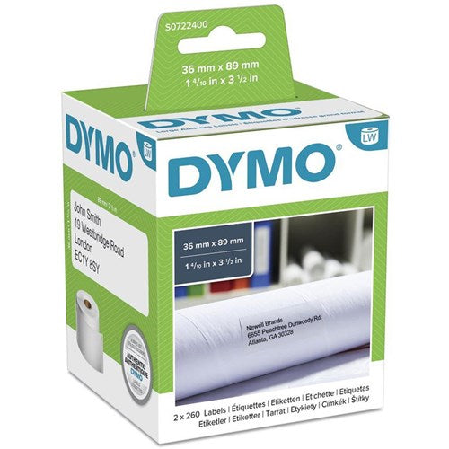 Dymo SD99012 Labelwriter Labels 36x89mm Address-Paper White Box of 520 | Better Office