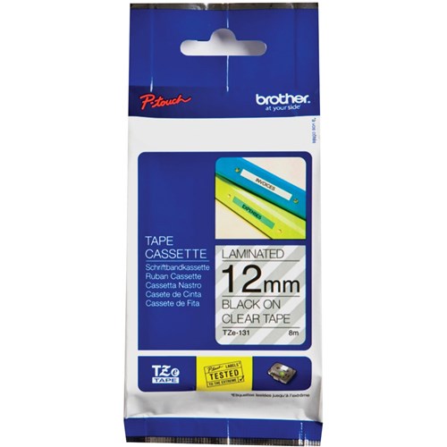 Brother TZE-131 P-Touch Tape 12mmx8m Black on Clear | Better Office