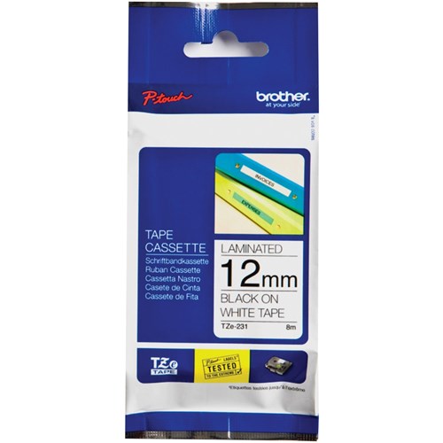 Brother TZE-231 P-Touch Tape 12mmx8m Black on White | Better Office