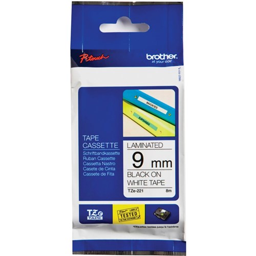 Brother TZE-221 P-Touch Tape 9mmx8m Black on White | Better Office