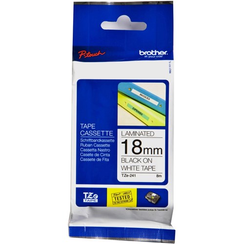 Brother TZE-241 P-Touch Tape 18mmx8m Black on White | Better Office