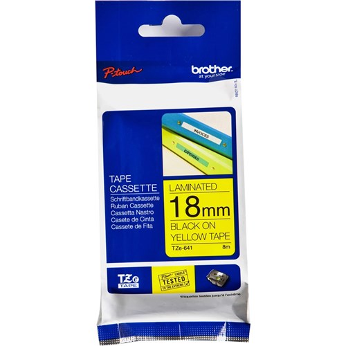 Brother TZE-641 P-Touch Tape 18mmx8m Black on Yellow | Better Office