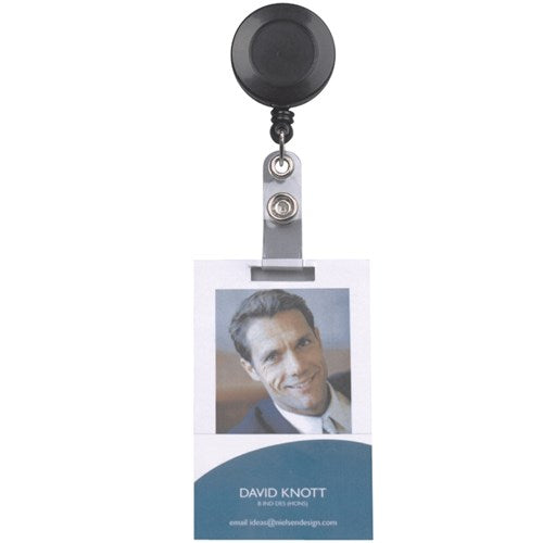 Rexel ID Card Holder Retractable With Strap 75cm Black | Better Office