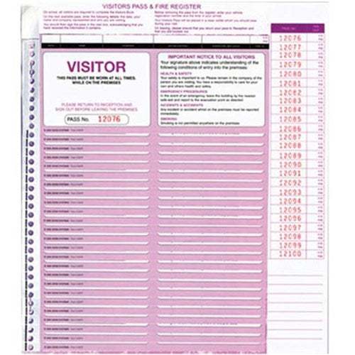 Zions CVSFR Visitors Pass System 250 Visitors Pass Slips To Suit BCVSFR Pack of 250 | Better Office